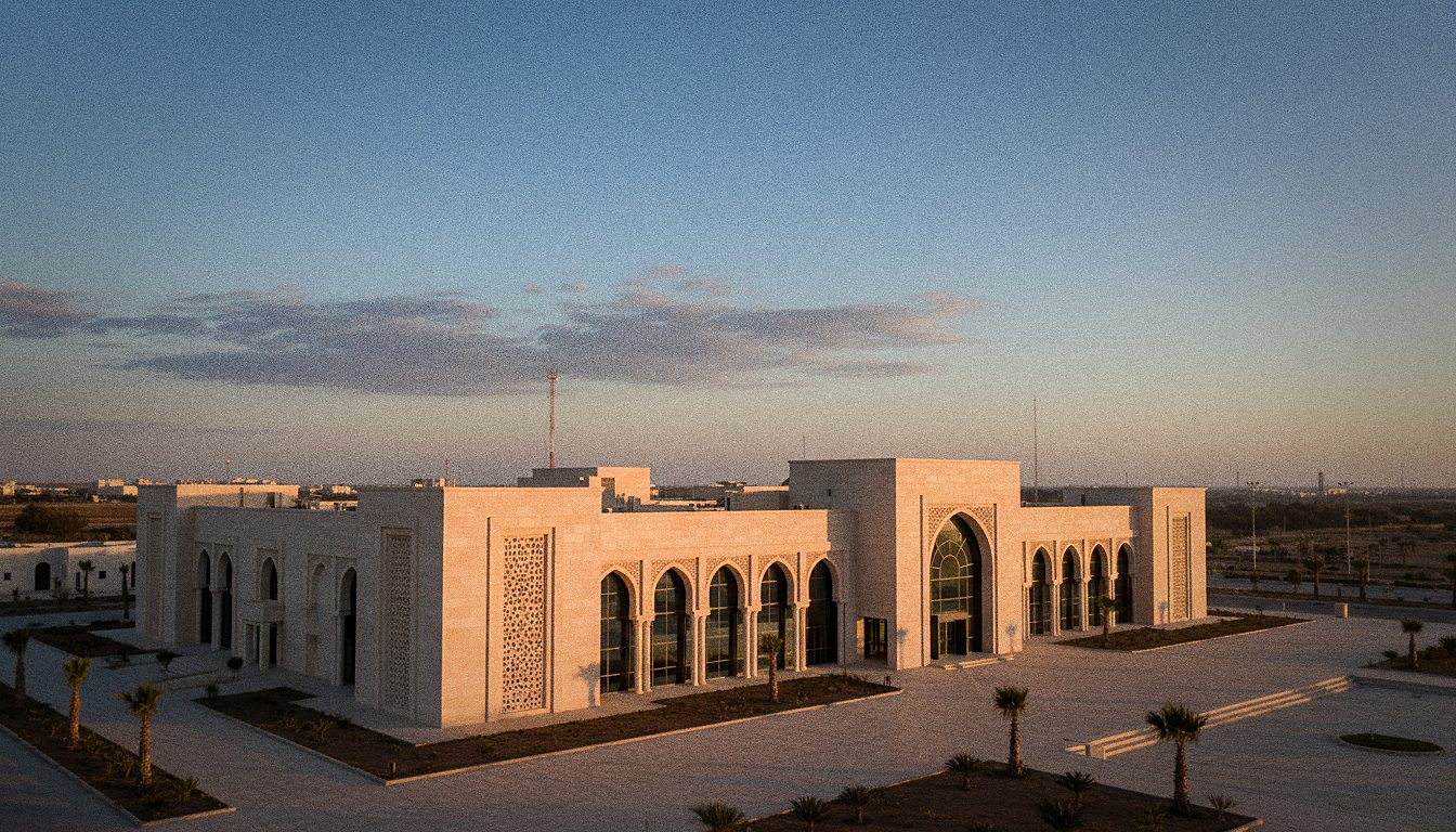 Fassade des Terminals am Flughafen Djerba bei Tag